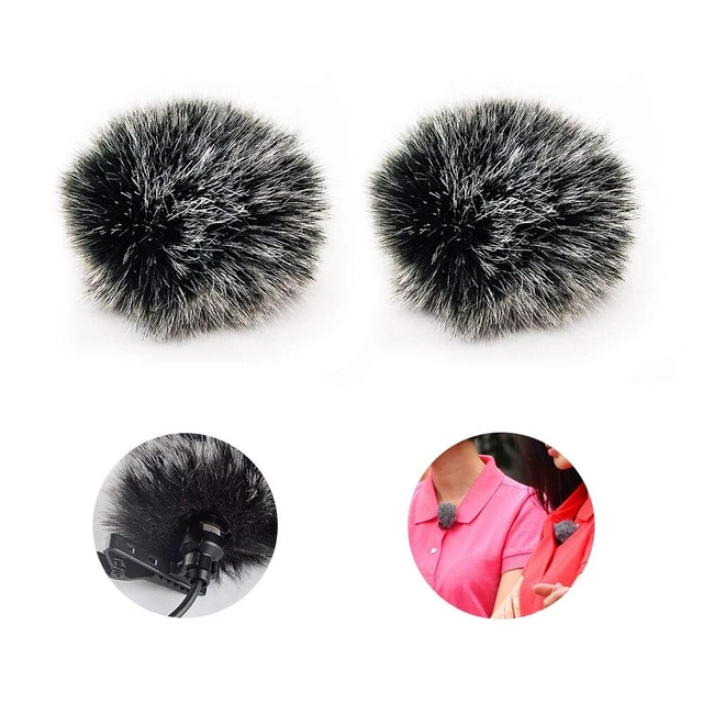Alt view image 6 of 7 - Lavalier Wind Muff 2 Pack Lapel Microphone Wind Muff 0.2/0.4 Inch Furry Lav Windscreen Windproof Wind Screen (0.4inch, Black/White)