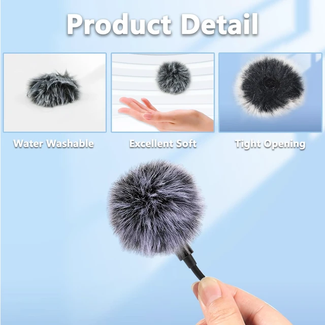 Alt view image 4 of 6 - Mini Wireless Furry Windscreen Covers, Microphone Windscreen for Lavalier Lapel Microphone Mini Furry Mic Cover Noise Reduction - 5 pack