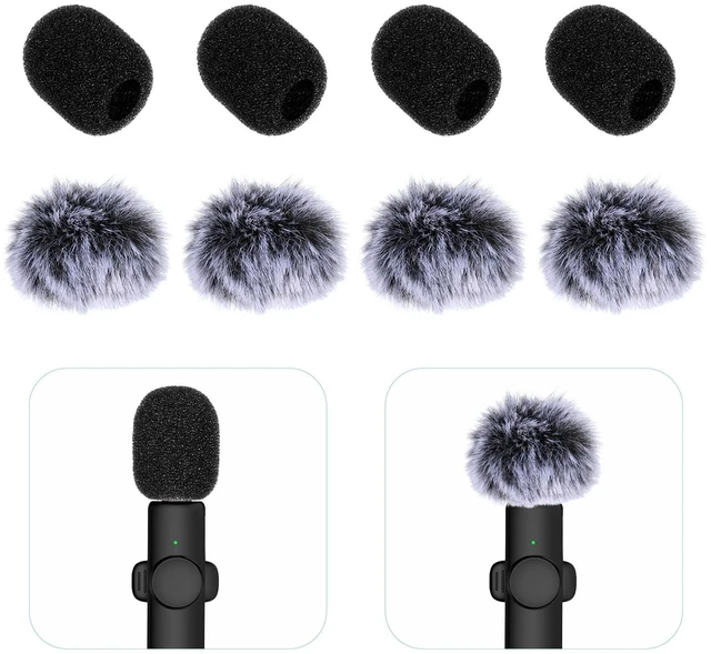 Main image of Microphone Cover, 8 PCS Mini Wireless Furry Mic Windscreen & Foam Cover Set Windproof Microphone Windscreen Wind Muff Foam Mic Covers for Lavalier Microphones, to Reduce Plosive Highlight the Vocals