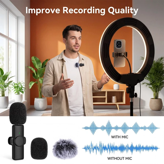 Alt view image 3 of 7 - Microphone Cover, 8 PCS Mini Wireless Furry Mic Windscreen & Foam Cover Set Windproof Microphone Windscreen Wind Muff Foam Mic Covers for Lavalier Microphones, to Reduce Plosive Highlight the Vocals