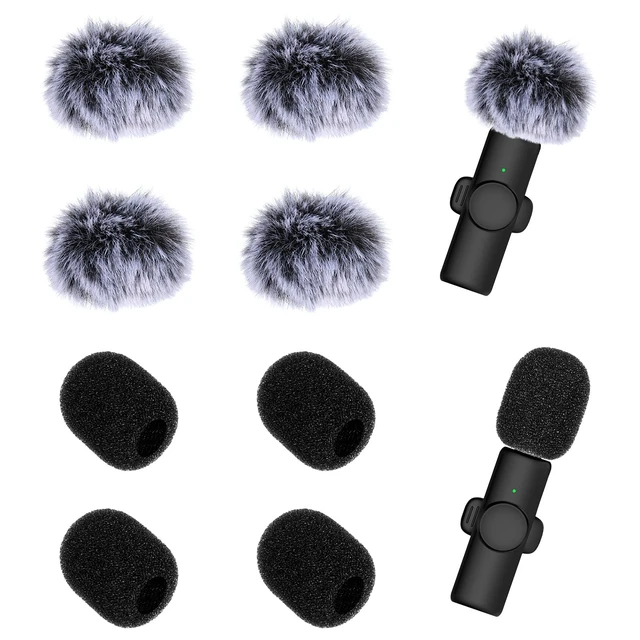 Alt view image 5 of 7 - Microphone Cover, 8 PCS Mini Wireless Furry Mic Windscreen & Foam Cover Set Windproof Microphone Windscreen Wind Muff Foam Mic Covers for Lavalier Microphones, to Reduce Plosive Highlight the Vocals