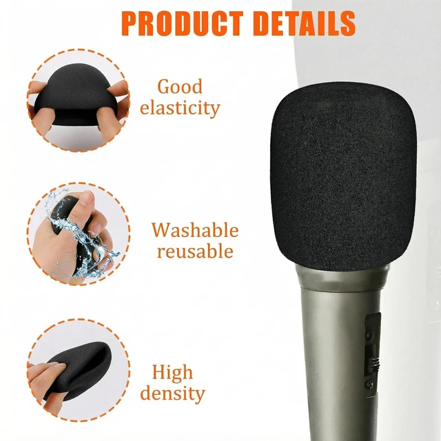 Alt view image 5 of 7 - 4 Pack Microphones Cover Soft Foam Mic Covers Microphone Foam Covers Microphone Windscreen Protection for Most Standard Handheld Microphones