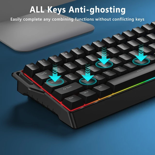 Alt view image 6 of 7 - 60% Wireless Mechanical Gaming Keyboard, Bluetooth/2.4GHz/USB-C Hot Swappable RGB Backlit Keyboard with PBT Keycaps, 60 Percent Compact Keyboard for Mac PC PS5 Xbox, White Black