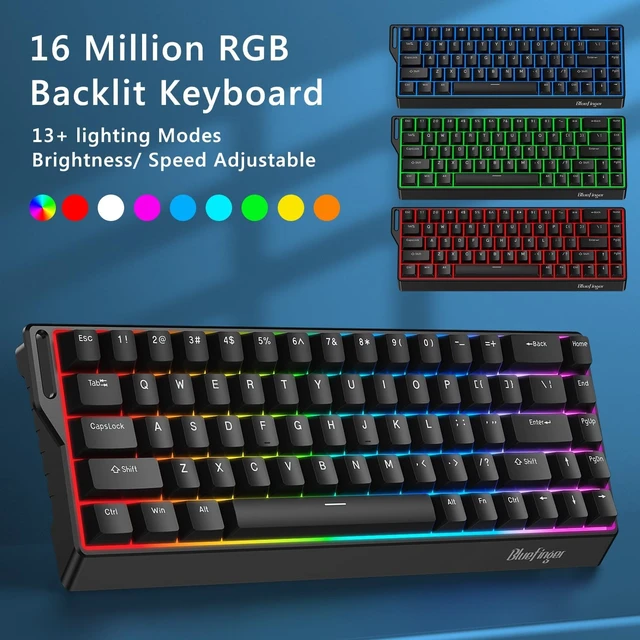 Alt view image 3 of 7 - 60% Wireless Mechanical Gaming Keyboard, Bluetooth/2.4GHz/USB-C Hot Swappable RGB Backlit Keyboard with PBT Keycaps, 60 Percent Compact Keyboard for Mac PC PS5 Xbox, White Black