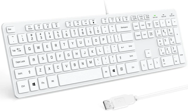 Main image of USB Wired Keyboard for Window,Comfortable Quiet Chocolate Keys, Durable Ultra-Slim Wired Computer Keyboard(QWERTY) for PC, Windows 11/10/8/7/XP/Vista KB1430 White