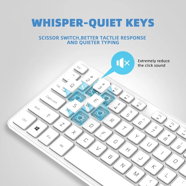 Alt view image 6 of 7 - USB Wired Keyboard for Window,Comfortable Quiet Chocolate Keys, Durable Ultra-Slim Wired Computer Keyboard(QWERTY) for PC, Windows 11/10/8/7/XP/Vista KB1430 White
