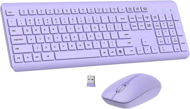 Main image of Wireless Keyboard and Mouse Combo, Full Size Silent Keyboard Mouse for Office and Home, Long Battery Life, Optical Mouse, 2.4G Lag-Free Cordless, for Windows Mac/Desktop/Laptop/PC Purple-1pack