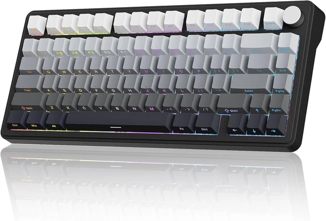 Main image of M75 Mechanical Keyboard,75% Gasket Hot Swappable,RGB Backlit,Side Printed PBT Keycaps,2.4Ghz/Bluetooth/USB-C Gaming Keyboards (Black and Pink) White and Black