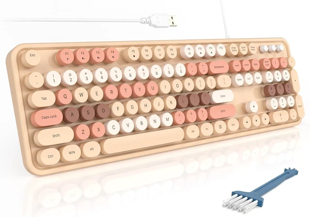 Main image of Computer Keyboards Wired, Plug Play USB Full Size Typewriter Keyboard, Cute Colorful Aesthetic Keyboard with Foldable Stands for Windows PC Laptop (Purple Gradient) Blue Gradient