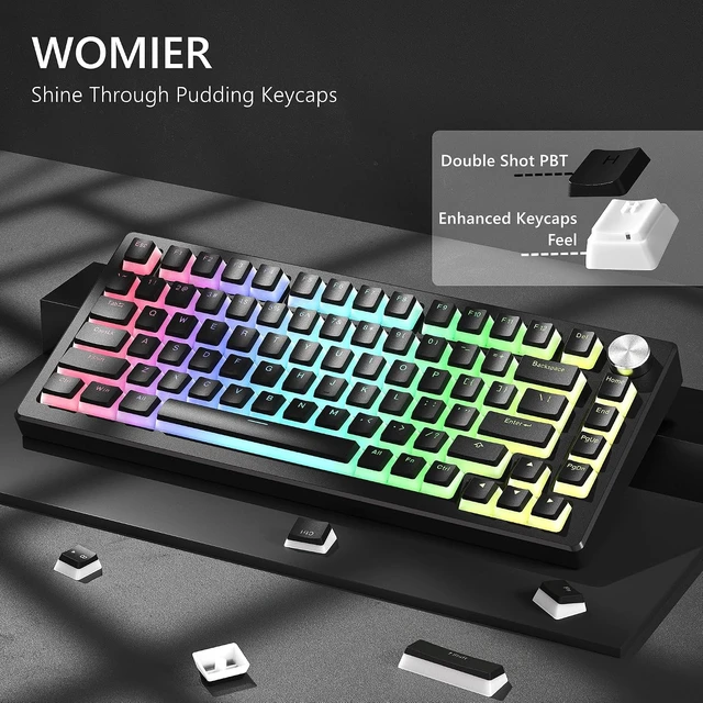 Alt view image 2 of 6 - Shine Through PBT Keycaps, Pudding White Keyboard Keycaps | OEM Profile Custom Keycaps 75 Percent 129-key Set for 60% 65% 75% 100% Cherry Gateron MX Mechanical Keyboard-White Black