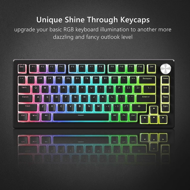 Alt view image 4 of 6 - Shine Through PBT Keycaps, Pudding White Keyboard Keycaps | OEM Profile Custom Keycaps 75 Percent 129-key Set for 60% 65% 75% 100% Cherry Gateron MX Mechanical Keyboard-White Black