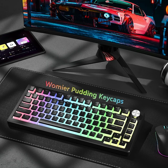 Alt view image 3 of 6 - Shine Through PBT Keycaps, Pudding White Keyboard Keycaps | OEM Profile Custom Keycaps 75 Percent 129-key Set for 60% 65% 75% 100% Cherry Gateron MX Mechanical Keyboard-White Black