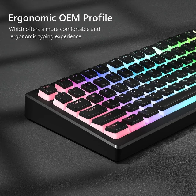 Alt view image 5 of 6 - Shine Through PBT Keycaps, Pudding White Keyboard Keycaps | OEM Profile Custom Keycaps 75 Percent 129-key Set for 60% 65% 75% 100% Cherry Gateron MX Mechanical Keyboard-White Black