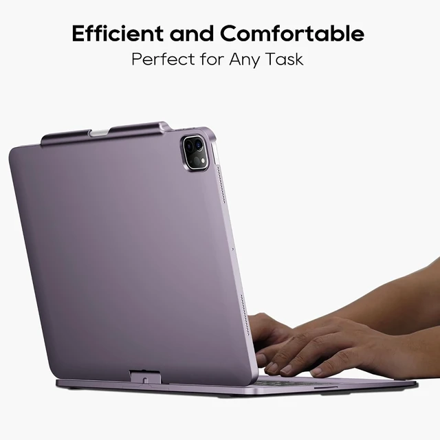 Alt view image 2 of 6 - Swivel Keyboard Case for iPad Air/Pro 13" & 12.9" 3rd-6th Gen Black | 360° Rotatable Cover, Pencil Holder, Trackpad | Backlit |for iPad Air 13" (M2/M3/M4), Pro 13" M4/M5, Pro 12.9" (3rd-6th Gen)