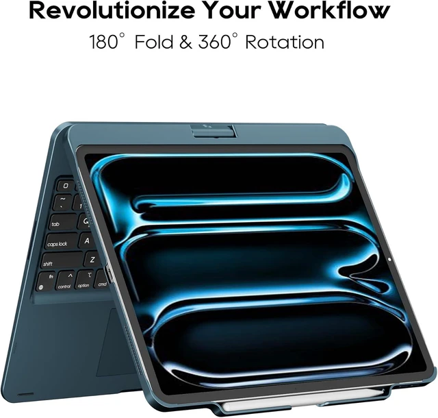 Alt view image 2 of 6 - Swivel Keyboard Case for iPad Air/Pro 13" & 12.9" 3rd-6th Gen Black | 360° Rotatable Cover, Pencil Holder, Trackpad | Backlit |for iPad Air 13" (M2/M3/M4), Pro 13" M4/M5, Pro 12.9" (3rd-6th Gen)