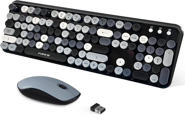 Main image of 2.4GHz Wireless Keyboard and Mouse Set with Switch Button - Full-Size Keyboard - Compatible for Windows/Laptop/PC/Notebook/Smart TV and More - Blue Colorful Grey