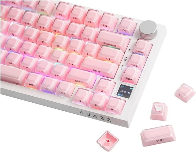 Main image of Lusterfly Jelly Keycaps Set - 123 Keys Double-Shot Laser Engraved | MDA Profile, ABS+PC, Non-Shine-Through, MX-Compatible for 61/68/84/87/98/100/104-Key Mechanical Keyboard (Blue) Pink