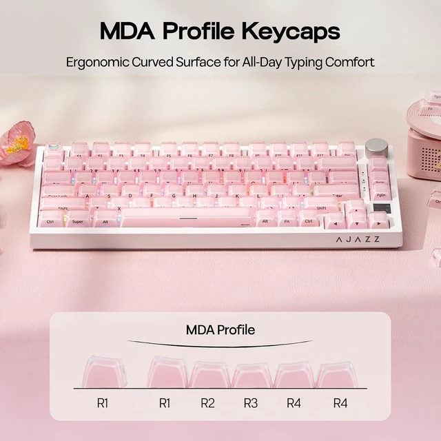 Alt view image 5 of 5 - Lusterfly Jelly Keycaps Set - 123 Keys Double-Shot Laser Engraved | MDA Profile, ABS+PC, Non-Shine-Through, MX-Compatible for 61/68/84/87/98/100/104-Key Mechanical Keyboard (Blue) Pink