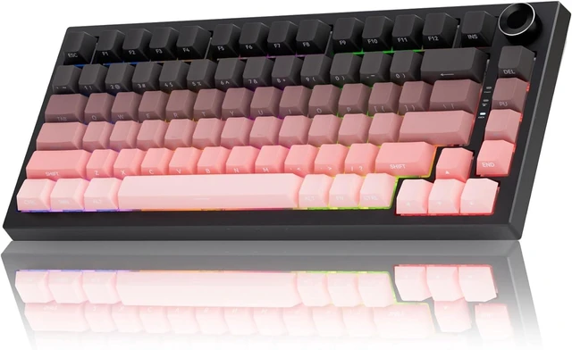 Main image of Cream 75% Hot-Swappable Mechanical Keyboard, Tri-Mode BT5.1 2.4G USB-C Wireless Bluetooth Gaming Keyboard, RGB Backlit 8000mAh Battery, Gradient PBT Keycaps for Windows Mac Pink Black