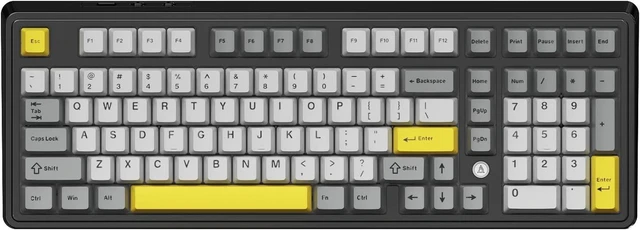 Main image of ACODEX Ajazz AK980 V2 Blue White Wireless Mechanical Gaming Keyboard,Tri-Mode BT5.0/2.4GHz/USB-C, Hot Swappable RGB Backlit Computer Gaming Keyboards for PC/Tablet/PS/Xbox AK980 Grey Yellow