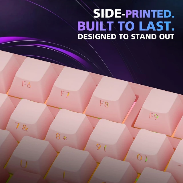 Alt view image 4 of 6 - F75 Wireless Mechanical Gaming Keyboard, Gradient Black, 75% TKL, Hot Swappable with Knob, Tri-Mode (2.4G/BT5.0/Wired), 21 RGB Backlit, Pre-lubed Creamy Linear Switches, Side Printed PBT Keycap pink
