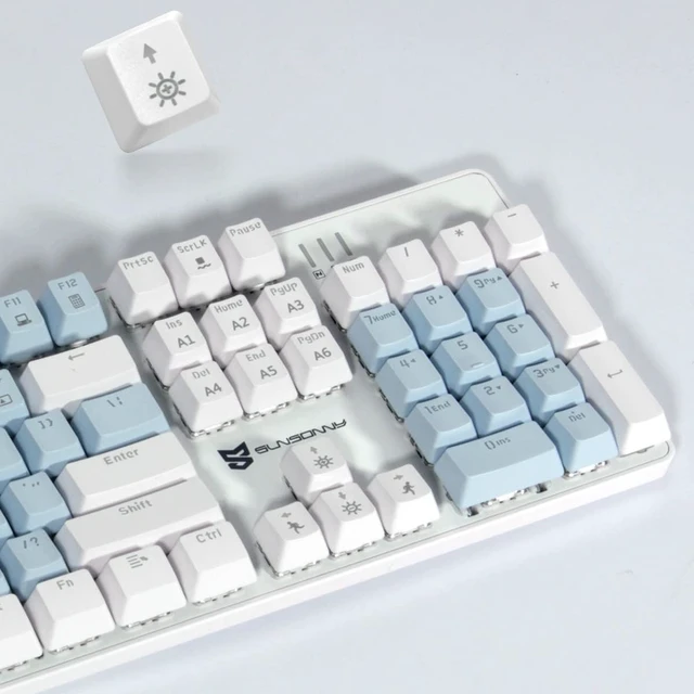 Alt view image 4 of 5 - 104 Keys Full Size Mechanical Gaming Keyboard | Red Switch Blue/White/Red Combo Color Computer Keyboards | 104 Keys US Layout Wired Mechanical PC Gaming Keyboard | Light Up Wired Clicky Keyboards