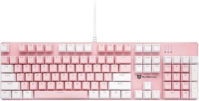 104 Keys Full Size Mechanical Gaming Keyboard | Red Switch Blue/White ...