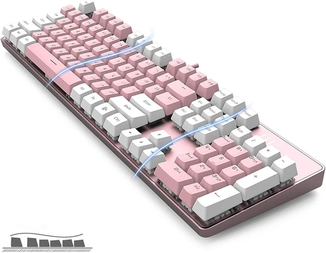 104 Keys Full Size Mechanical Gaming Keyboard | Red Switch Blue/White ...
