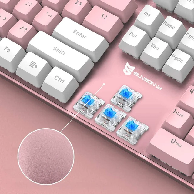 104 Keys Full Size Mechanical Gaming Keyboard | Red Switch Blue/White ...