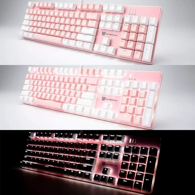 104 Keys Full Size Mechanical Gaming Keyboard | Red Switch Blue/White ...
