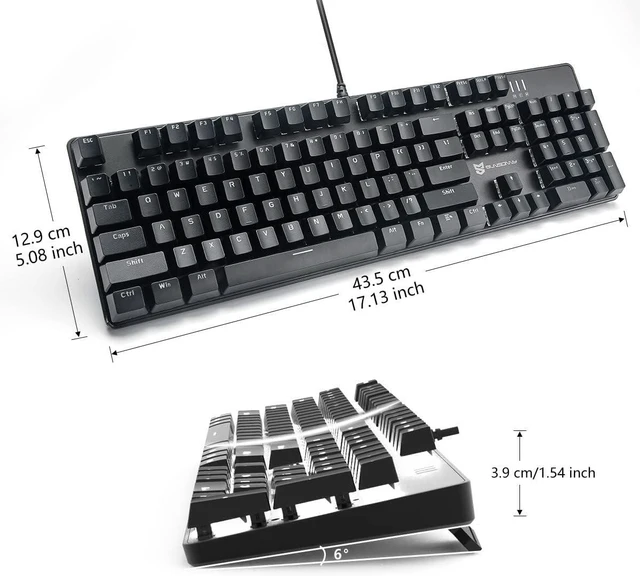 104 Keys Full Size Mechanical Gaming Keyboard | Red Switch Blue/White ...