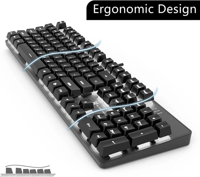104 Keys Full Size Mechanical Gaming Keyboard | Red Switch Blue/White ...