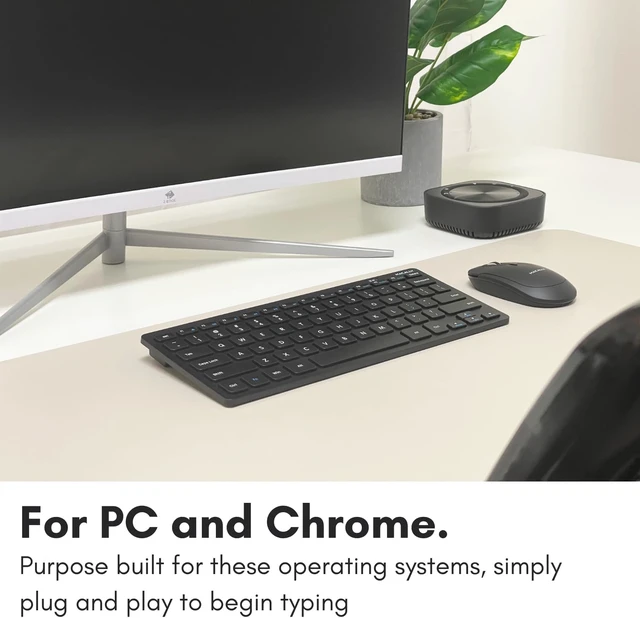 Alt view image 2 of 4 - Small Wireless Keyboard | Mini Keyboard for PC - Slim, Quiet & Portable for Laptop, Desktop PC, Surface, Chromebook - Space Gray Black