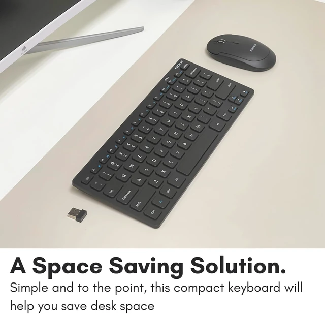 Alt view image 3 of 4 - Small Wireless Keyboard | Mini Keyboard for PC - Slim, Quiet & Portable for Laptop, Desktop PC, Surface, Chromebook - Space Gray Black