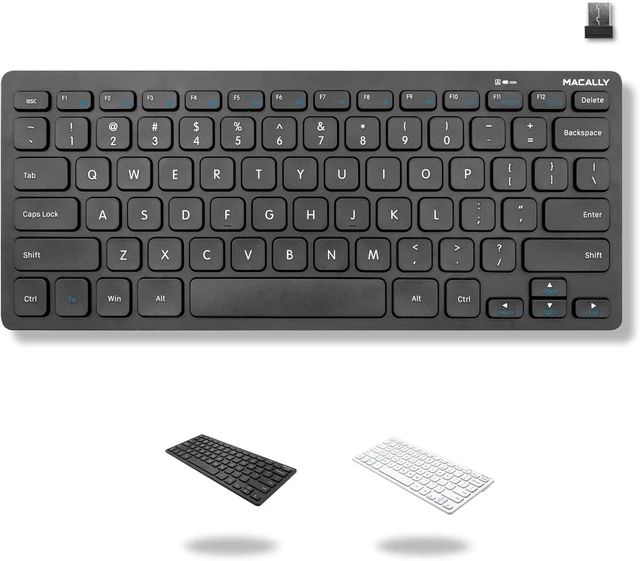 Main image of Small Wireless Keyboard | Mini Keyboard for PC - Slim, Quiet & Portable for Laptop, Desktop PC, Surface, Chromebook - Space Gray Black