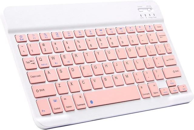 Main image of Ultra-Slim Bluetooth Keyboard Portable Mini Wireless Keyboard Rechargeable for Apple iPad iPhone Samsung Tablet Phone Smartphone iPadOS iOS Android (10 inch Black) Pink