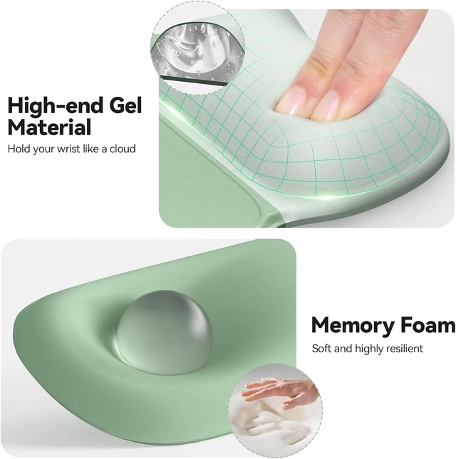 Alt view image 2 of 4 - Gel Ergonomic Mouse Pad & Keyboard Wrist Rest & Coaster | 3 in 1 Set, Pain Relief, Milk Silk Cloth, Non-Slip PU Base, Easy Typing, Memory Foam Wrist Support for Office & Home Green