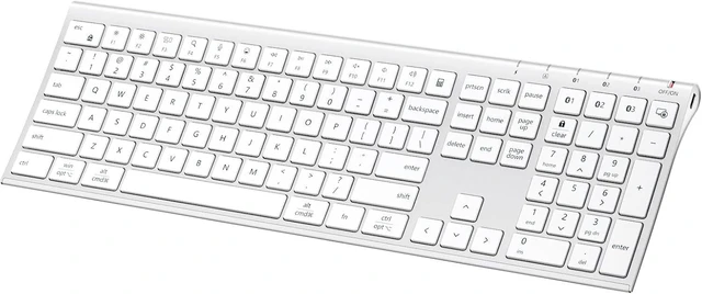 Main image of BK10 Max Bluetooth Keyboard for Mac, Slim Full-Size Layout, Black | 3-Device Bluetooth Switching, Wireless Keyboard with Numeric Keypad, Quiet Typing, USB-C Rechargeable for MacBook & Windows Silver