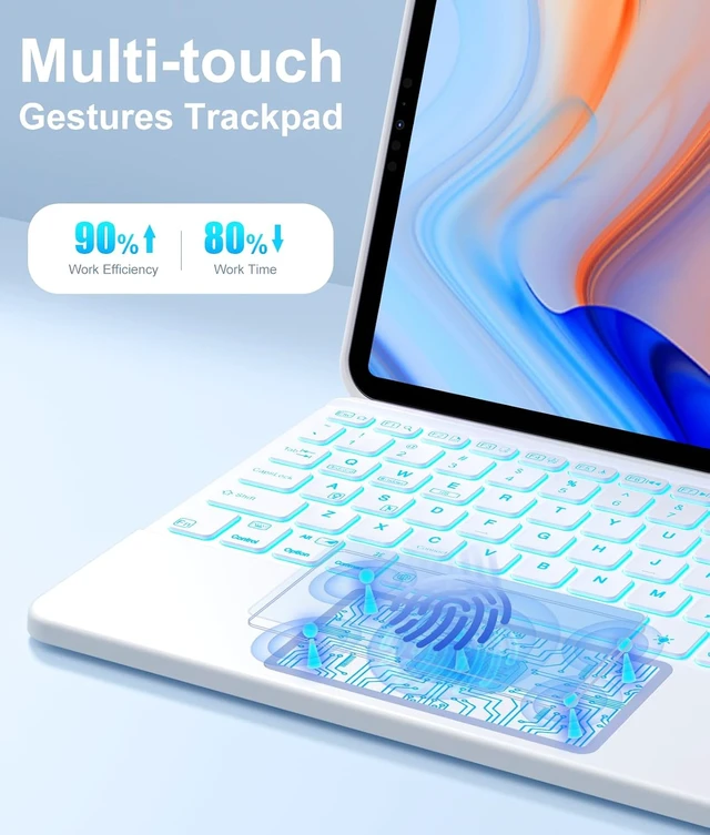 Alt view image 3 of 4 - for iPad Pro 11-inch Case with Keyboard M5/M4 - Magnetic Wireless | Multi-Touch Trackpad, 7-Color Backlit Detachable Keyboard, Stain Proof Folio Cover, for iPad Pro 11 in 2025 2024, Pine Green White