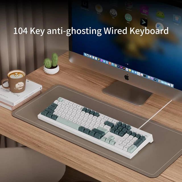 Alt view image 2 of 4 - 96% Gaming Keyboard, RGB Backlit Wired Mechanical Feel Keyboard with Volume Knob, Full Size USB Keyboard with Number Pad, 19-Key Rollover, Multimedia Keys for PC Computer Laptop Windows Green