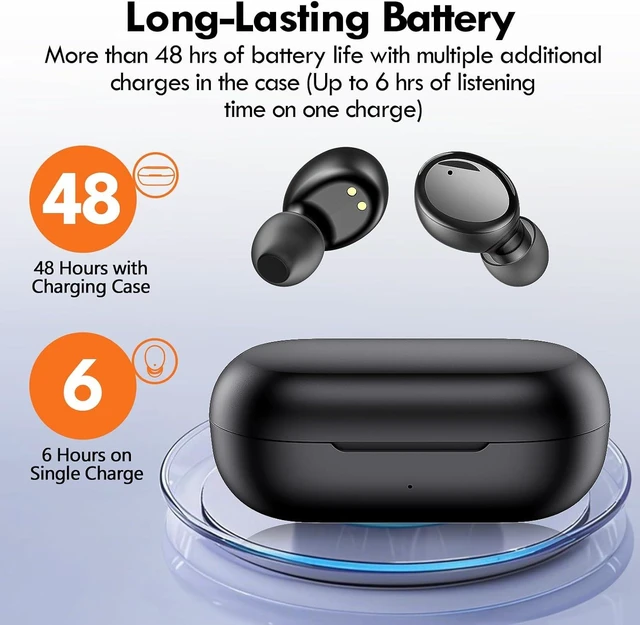 Alt view image 4 of 4 - True Wireless Earbuds Bluetooth 5.4, in Ear Headphones | 48H Playtime,Light Weight, Built in Mic, Premium Sound with Deep Bass, Clear Calls for Sports Workout Blue Black