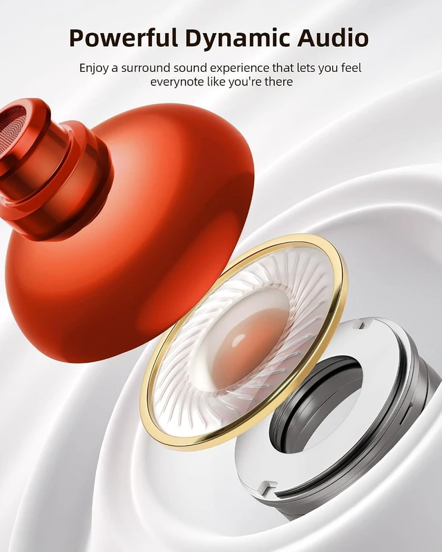 Alt view image 3 of 5 - Bluetooth Headphones Wireless Earbuds 80hrs Playtime Wireless Charging Case Digital Display Sports Ear Buds with Earhook Deep Bass IPX7 Waterproof Over-Ear Earphones for TV Phone Laptop Black Beige