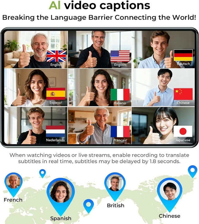 Alt view image 4 of 4 - NE20 Earbuds, 2025 New NE20 AI Translation Earbuds in Real Time, Language Translator Headphones with LCD Touch Screen Audifonos Traductores Inglés Español Support 135 Languages for Travel whitee