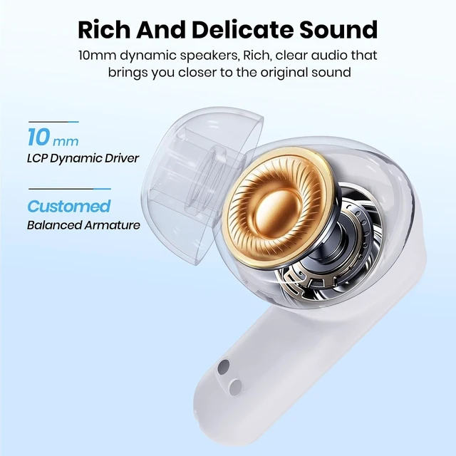 Alt view image 3 of 4 - Bluetooth Headphones 5.4 Wireless Earbuds 2-in-1 Case and Phone Stand Noise Cancelling Earbuds Powerful Bass in-Ear Bluetooth 70H Playtime 35dB Hybrid ANC Waterproof for Sports/Workout Gray White