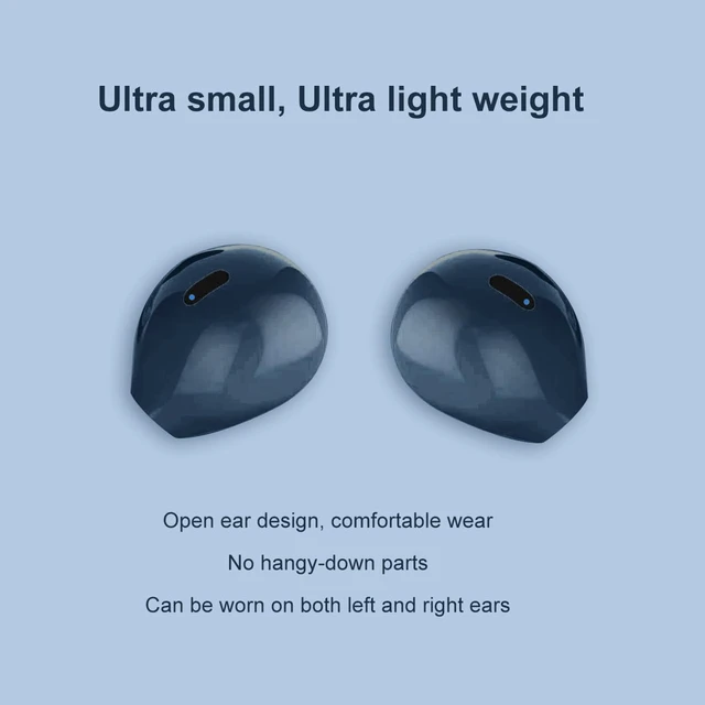 Alt view image 3 of 3 - Invisible Mini Wireless Bluetooth Earbuds, Small Semi in-Ear Earbuds for Work & Daily Use, Touch Control, Lightweight for Music & Audiobooks Blue