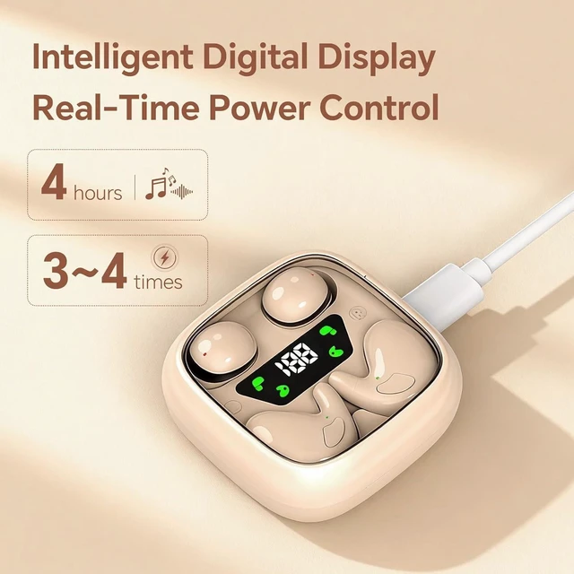 Alt view image 3 of 3 - Flat Sleep Mini Invisible Small Tiny Earbuds Wireless Bluetooth Ear Buds for Sleeping Headphones Micro Smallest Discreet Sleep Earbuds Earphones for Side Sleepers, Small Ears Canals Women, Work White