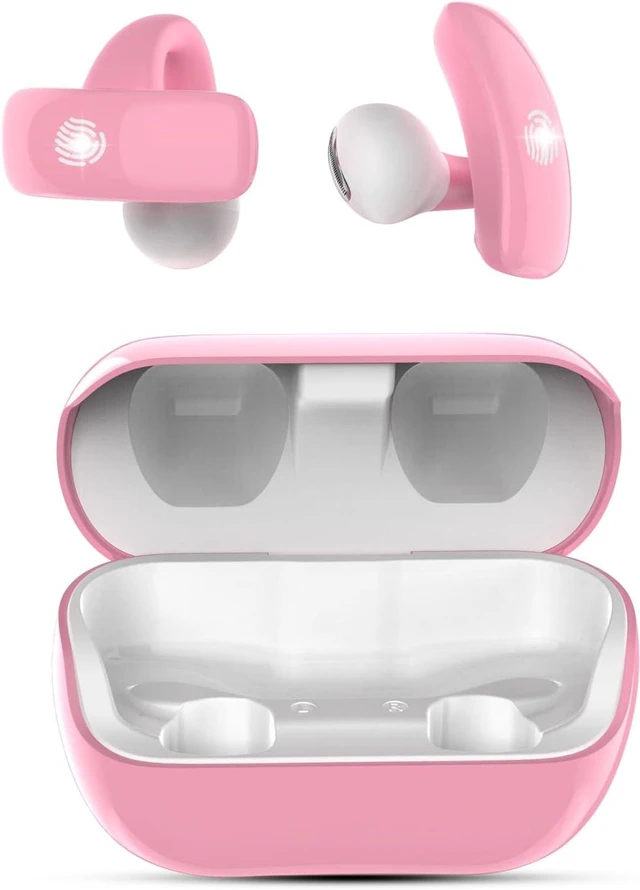 Main image of Kids True Wireless Earbuds, Open Ear Headphones for Boy Girl Teen | 85dB Volume Limit, 5g Ultra-light, Bluetooth 5.4, 20H Charging Case, Built-in Mic for Study Music Call, Smart Touch Control Pink