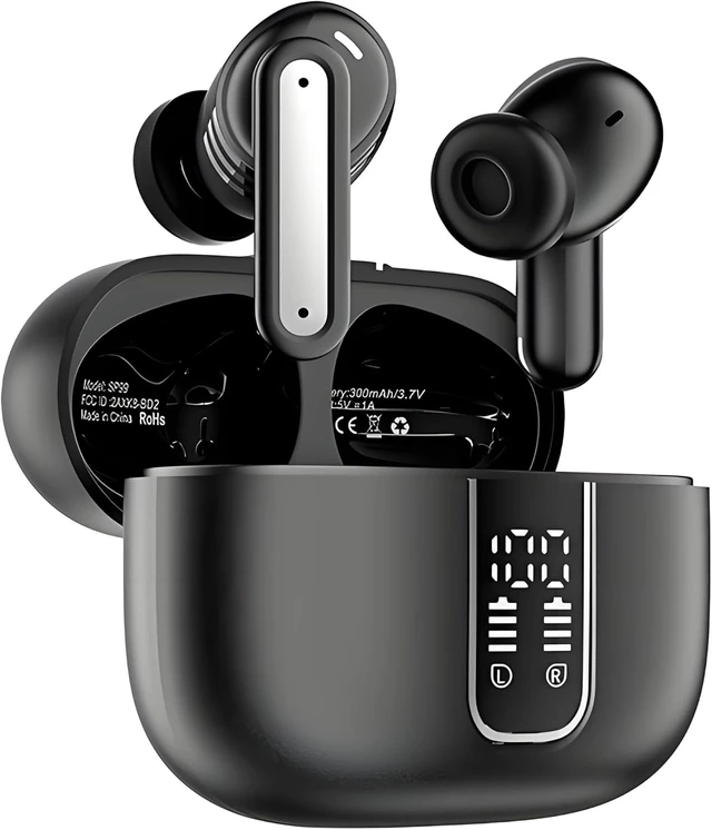 Alt view image 2 of 3 - Wireless Earbuds, Bluetooth 5.4 Headphones Bass Stereo, Ear Buds with Noise Cancelling Mic, LED Display in Ear Earphones Clear Calls, IP7 Waterproof Bluetooth Earbuds for Phones/Sports/Laptop, White