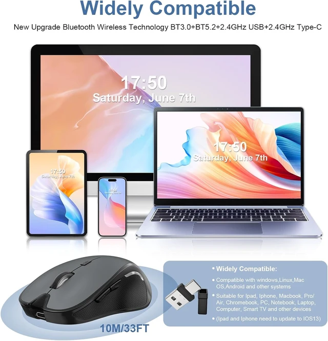 Alt view image 3 of 4 - Mouse for MacBook Bluetooth Wireless Mice Laptop Mac Pro iPad with Jiggler 2.Bluetooth Wireless Mouse Blue