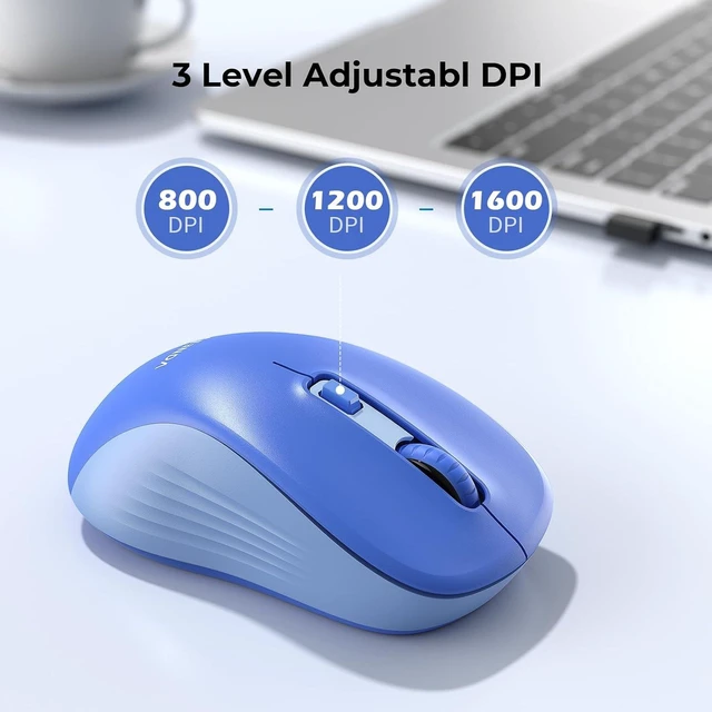 Alt view image 2 of 6 - Bluetooth Wireless Mouse, Dual Mode, Quiet 1600 DPI, Pink | Dual-mode Bluetooth and 2.4G USB mouse with quiet clicks, smooth tracking, ergonomic design, and 12-Months battery life Blue